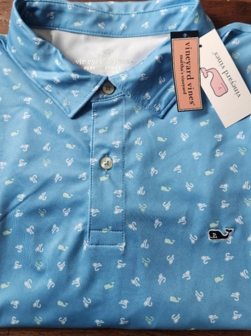 Vineyard Vines Men's Fly Toss Performance Blue Jay Polo